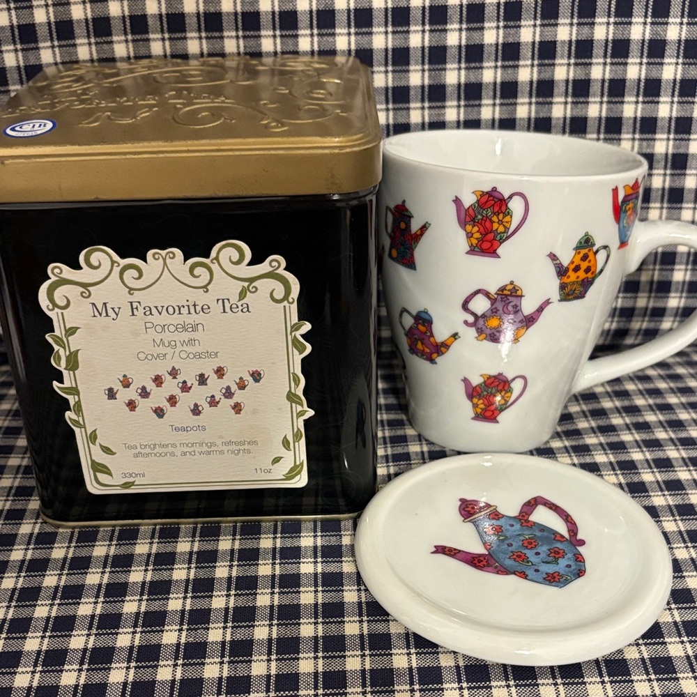 Porcelain Mug with Colorful Teapots